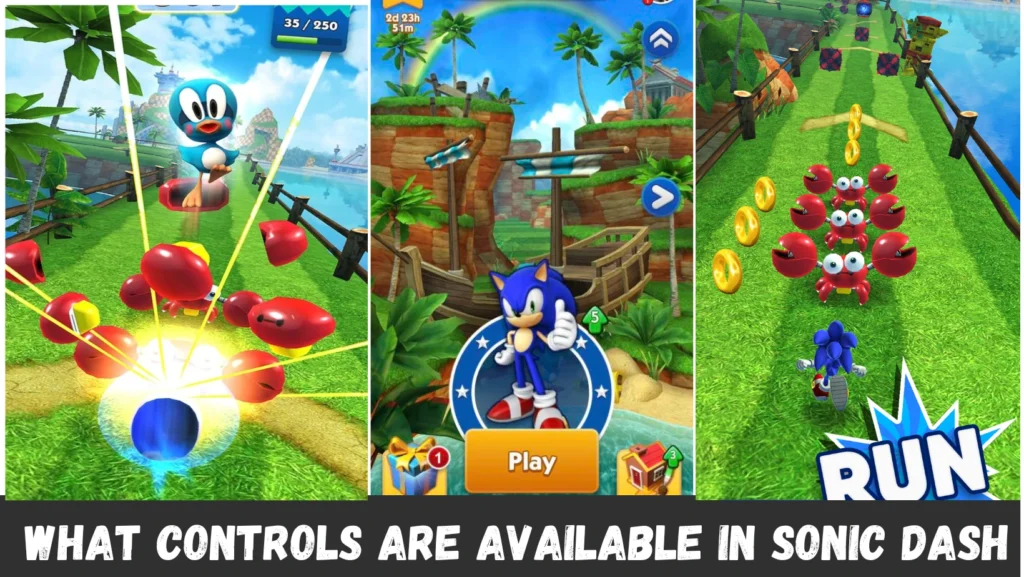 What controls are available in Sonic Dash updatewave.com